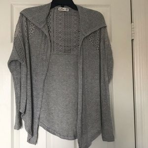 Lightweight hooded gray sweater